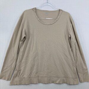 Planet by Lauren G One Size Cream Beige Pima Cotton Stretch Top Lagenlook
